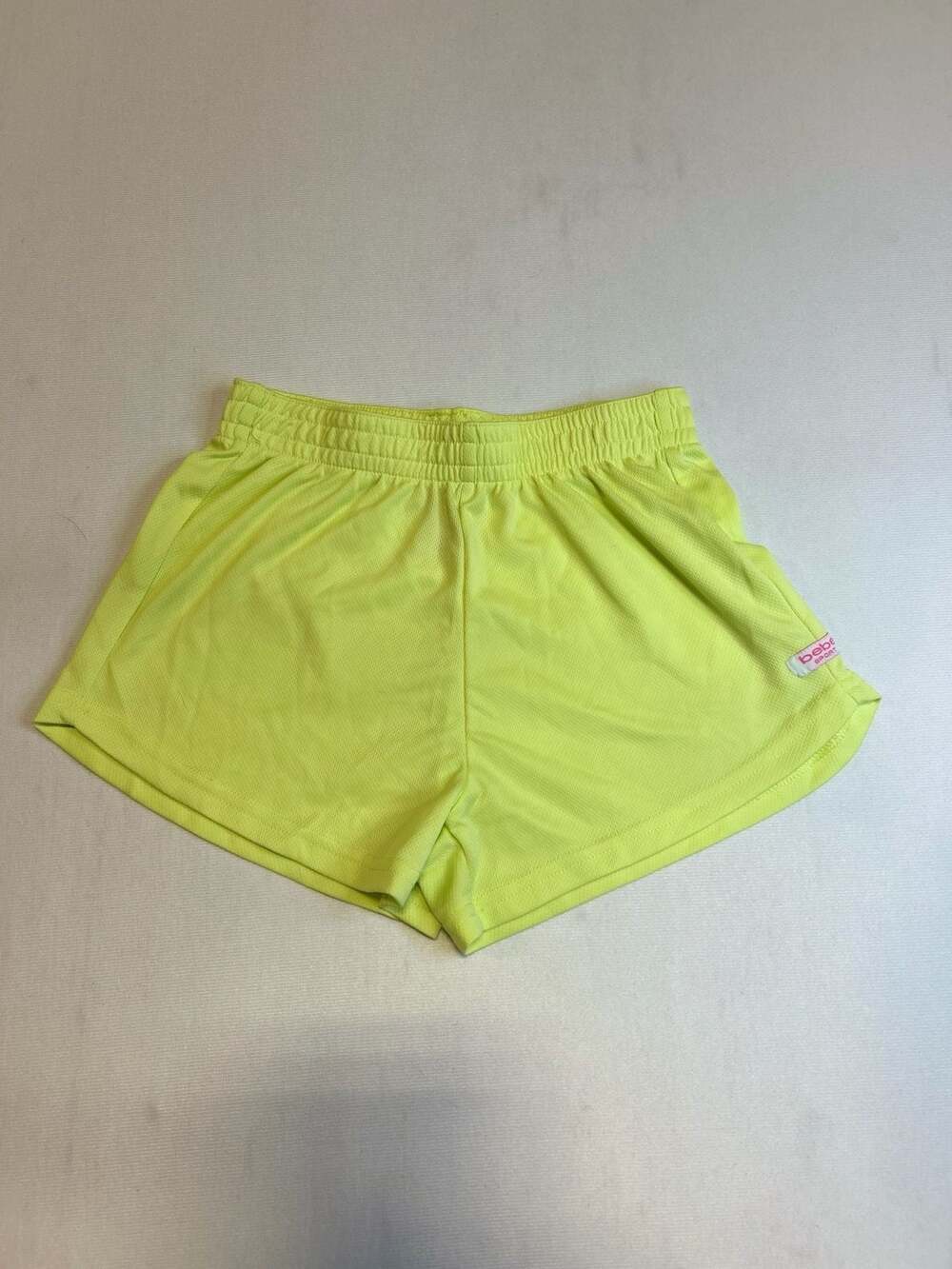 Bebe Sport Girl's Athletic Shorts, Neon Yellow Mesh, Size M (10/12)